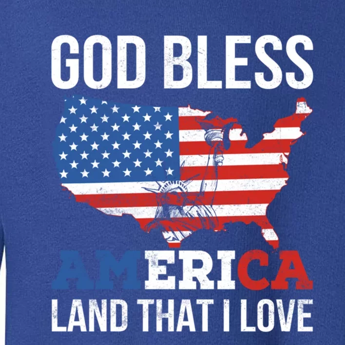 God Bless America Land That I Love American Flag Gift Toddler Sweatshirt