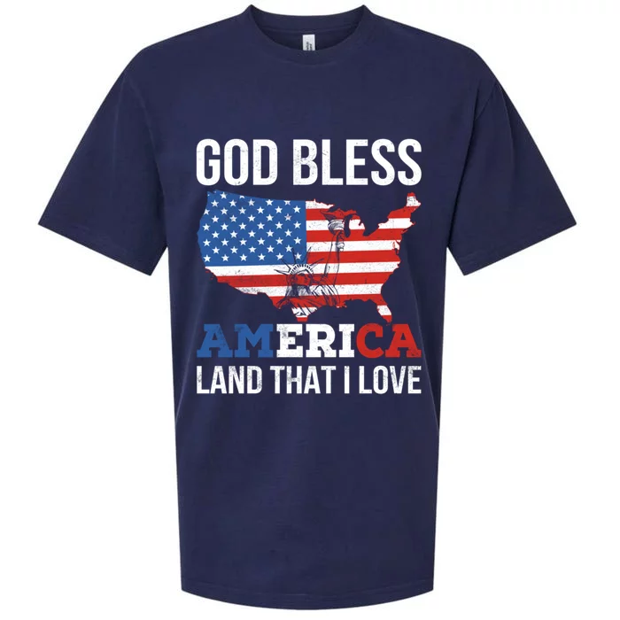 God Bless America Land That I Love American Flag Gift Sueded Cloud Jersey T-Shirt