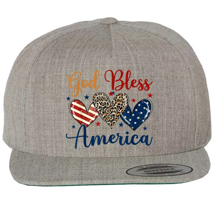 God Bless America Patriotic 4th Of July American Christians Wool Snapback Cap