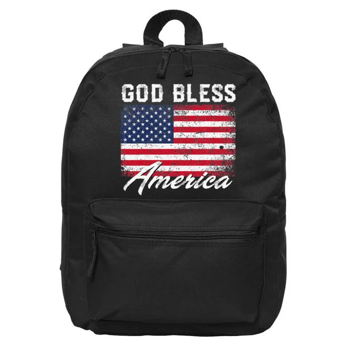 God Bless America USA Flag 4th of July Patriotic 16 in Basic Backpack