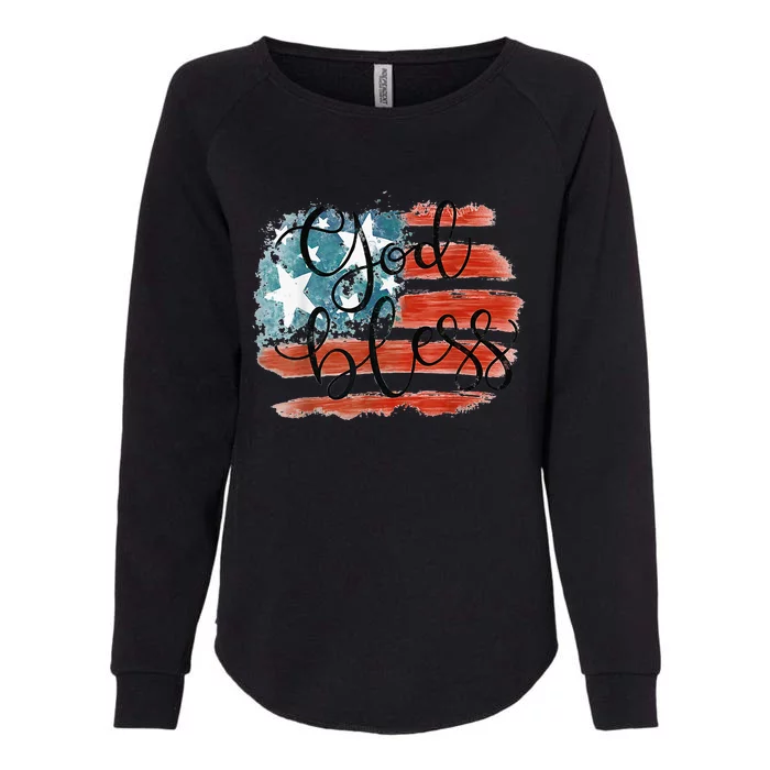 God Bless America Retro American Flag 4th Of July Patriotic Womens California Wash Sweatshirt