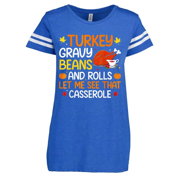 Gravy Beans And Rolls Let Me Cute Turkey Thanksgiving Gift Enza Ladies Jersey Football T-Shirt