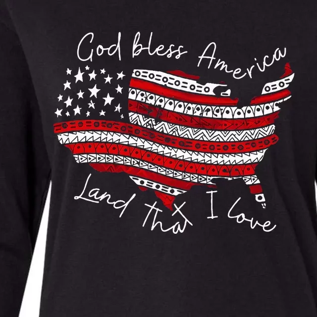 God Bless America Land That I Love Womens Cotton Relaxed Long Sleeve T-Shirt