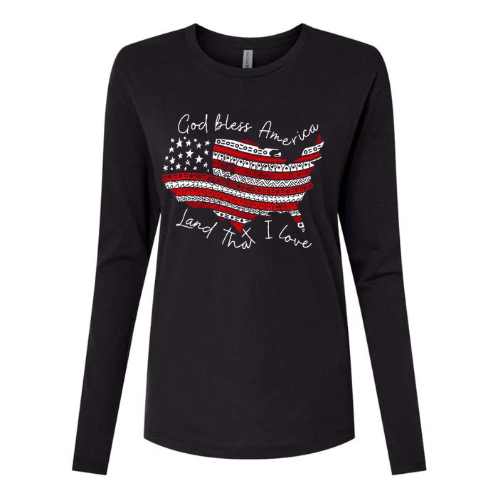 God Bless America Land That I Love Womens Cotton Relaxed Long Sleeve T-Shirt