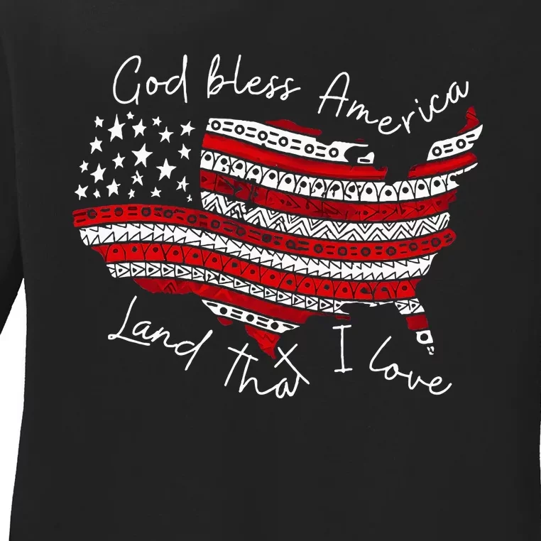 God Bless America Land That I Love Ladies Long Sleeve Shirt