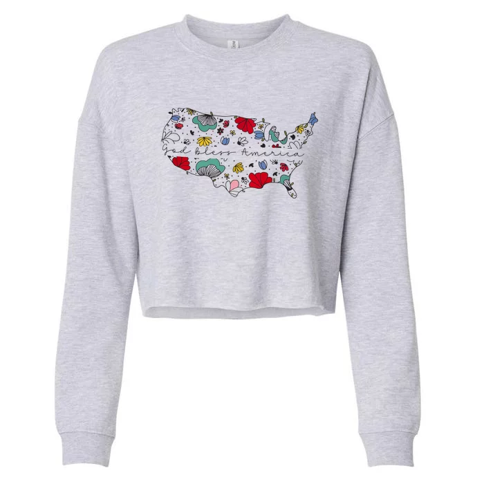 God Bless America Cropped Pullover Crew