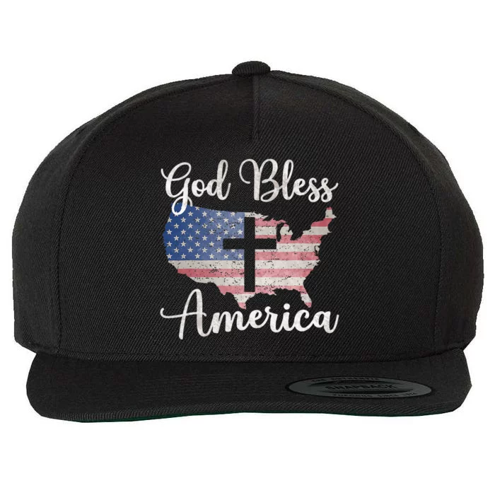 God Bless America Wool Snapback Cap