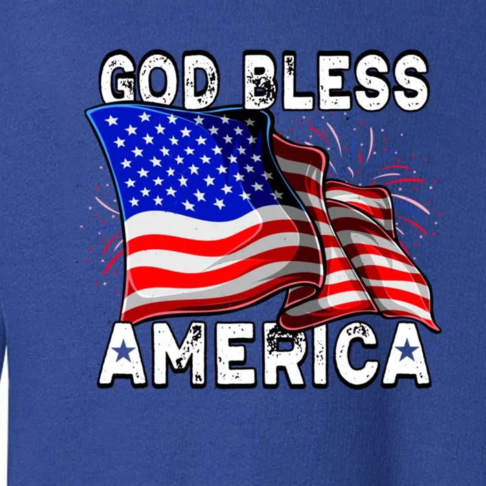 God Bless America Patriotic Usa Flag 4th Of July Gift Toddler Sweatshirt