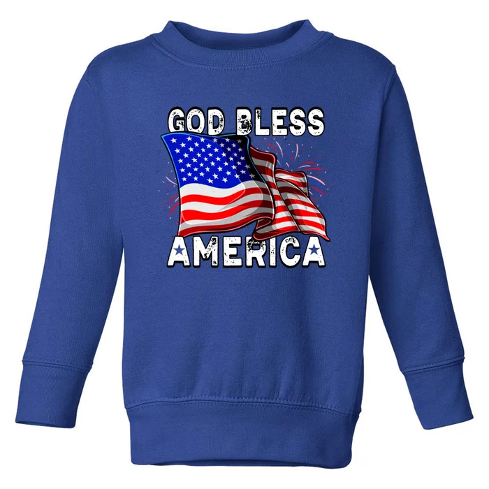 God Bless America Patriotic Usa Flag 4th Of July Gift Toddler Sweatshirt