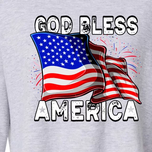 God Bless America Patriotic Usa Flag 4th Of July Gift Cropped Pullover Crew