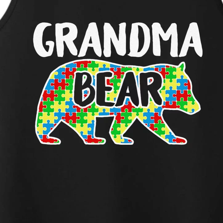 Grandma Bear Autism Awareness Month Family Support Performance Tank