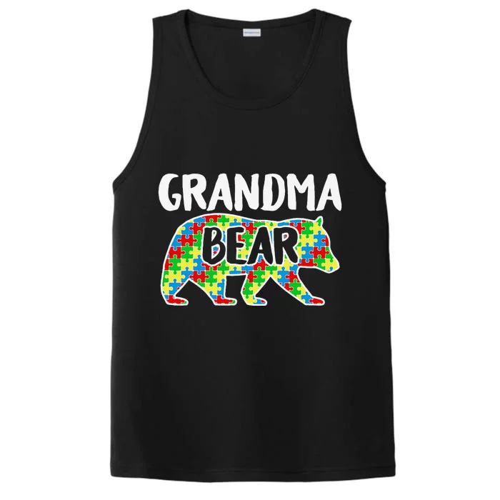 Grandma Bear Autism Awareness Month Family Support Performance Tank