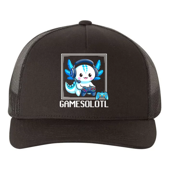 Gamesolotl Blue Axolotl Gaming Video Games Anime Games Yupoong Adult 5-Panel Trucker Hat