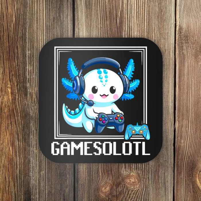 Gamesolotl Blue Axolotl Gaming Video Games Anime Games Coaster