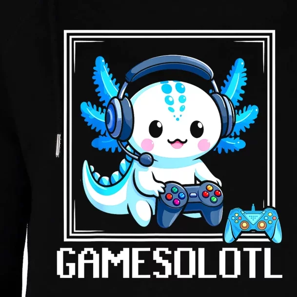 Gamesolotl Blue Axolotl Gaming Video Games Anime Games Womens Funnel Neck Pullover Hood