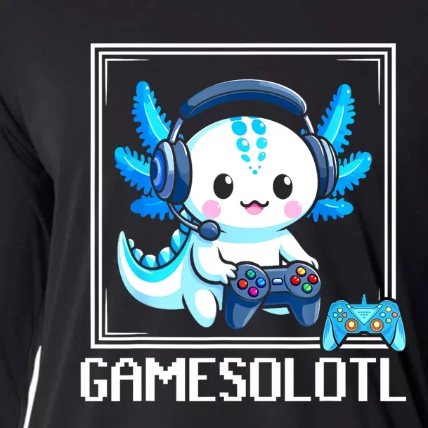 Gamesolotl Blue Axolotl Gaming Video Games Anime Games Cooling Performance Long Sleeve Crew