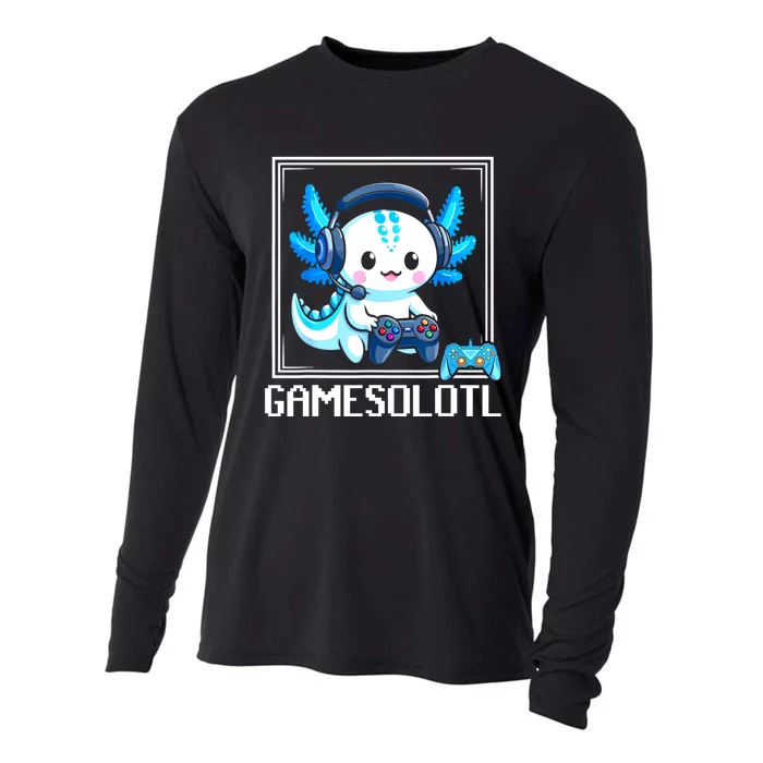 Gamesolotl Blue Axolotl Gaming Video Games Anime Games Cooling Performance Long Sleeve Crew