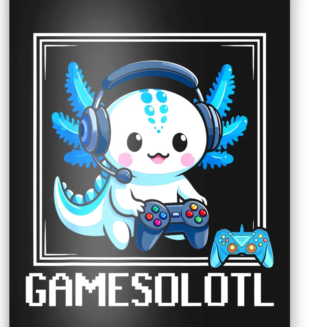 Gamesolotl Blue Axolotl Gaming Video Games Anime Games Poster