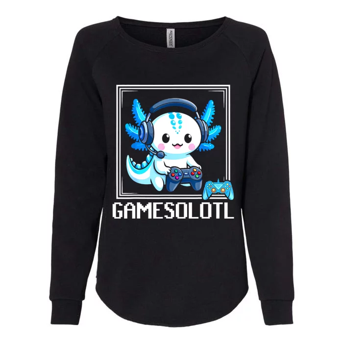 Gamesolotl Blue Axolotl Gaming Video Games Anime Games Womens California Wash Sweatshirt