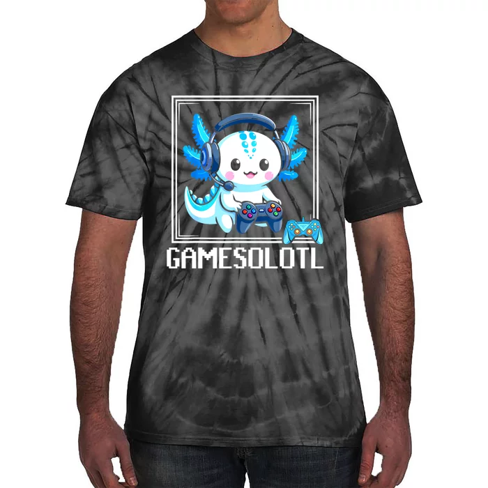 Gamesolotl Blue Axolotl Gaming Video Games Anime Games Tie-Dye T-Shirt