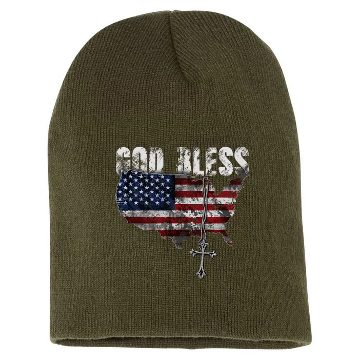 God Bless America Short Acrylic Beanie