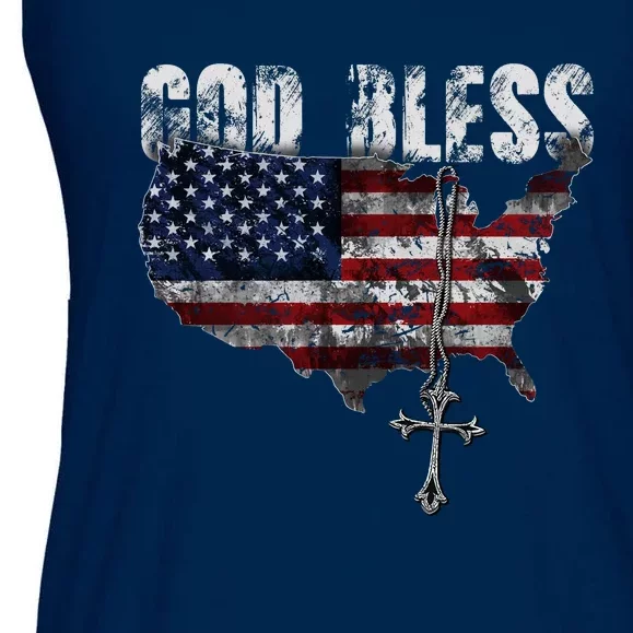 God Bless America Ladies Essential Flowy Tank