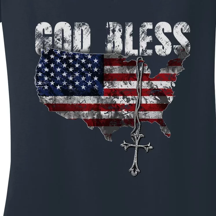 God Bless America Women's V-Neck T-Shirt