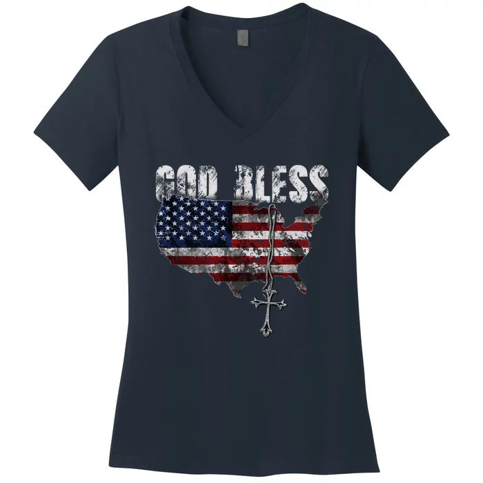 God Bless America Women's V-Neck T-Shirt