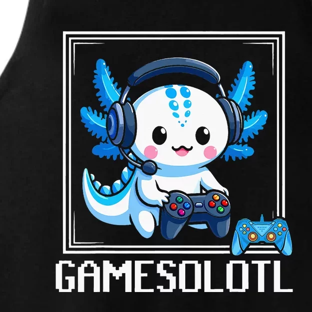 Gamesolotl Blue Axolotl Gaming Video Game Ladies Tri-Blend Wicking Tank