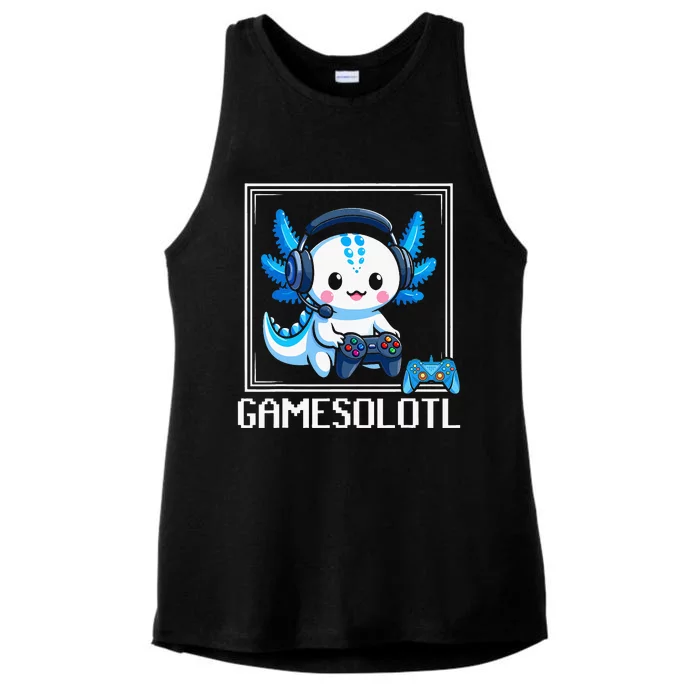 Gamesolotl Blue Axolotl Gaming Video Game Ladies Tri-Blend Wicking Tank