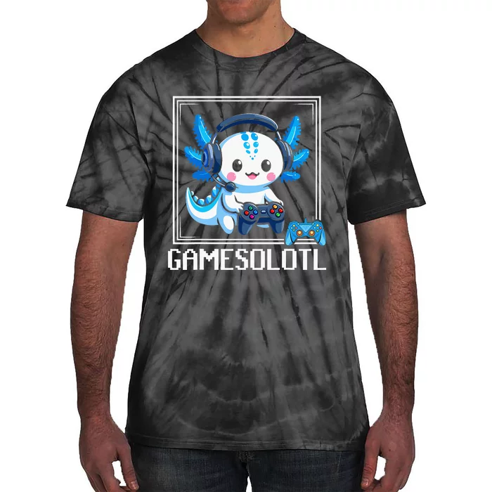 Gamesolotl Blue Axolotl Gaming Video Game Tie-Dye T-Shirt