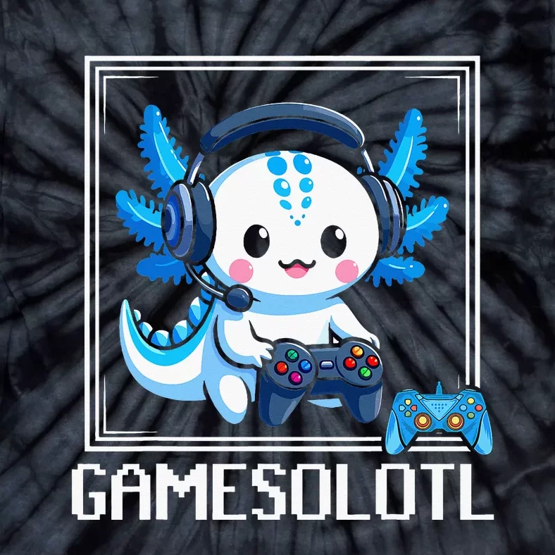 Gamesolotl Blue Axolotl Gaming Video Game Tie-Dye T-Shirt