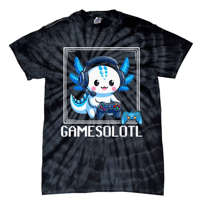 Gamesolotl Blue Axolotl Gaming Video Game Tie-Dye T-Shirt