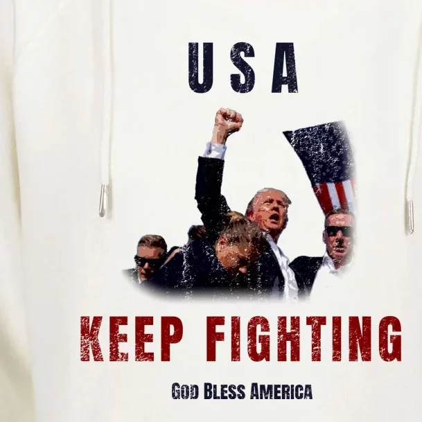 God Bless America “Keep Fighting” Womens Funnel Neck Pullover Hood