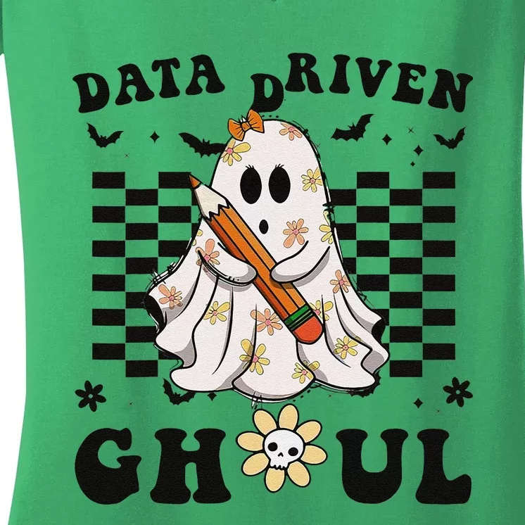 Ghosts Behavior Analyst Halloween Datadriven Ghoul Women's V-Neck T-Shirt