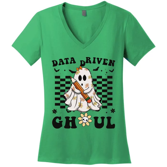 Ghosts Behavior Analyst Halloween Datadriven Ghoul Women's V-Neck T-Shirt