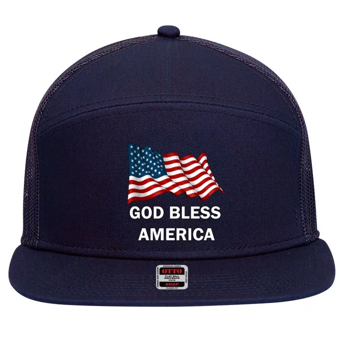 God Bless America Gift 7 Panel Mesh Trucker Snapback Hat