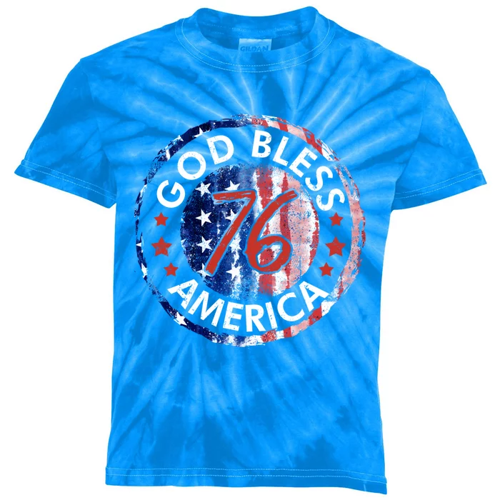 God Bless America The Spirit 76 American Flag 4th Of July Gift Kids Tie-Dye T-Shirt