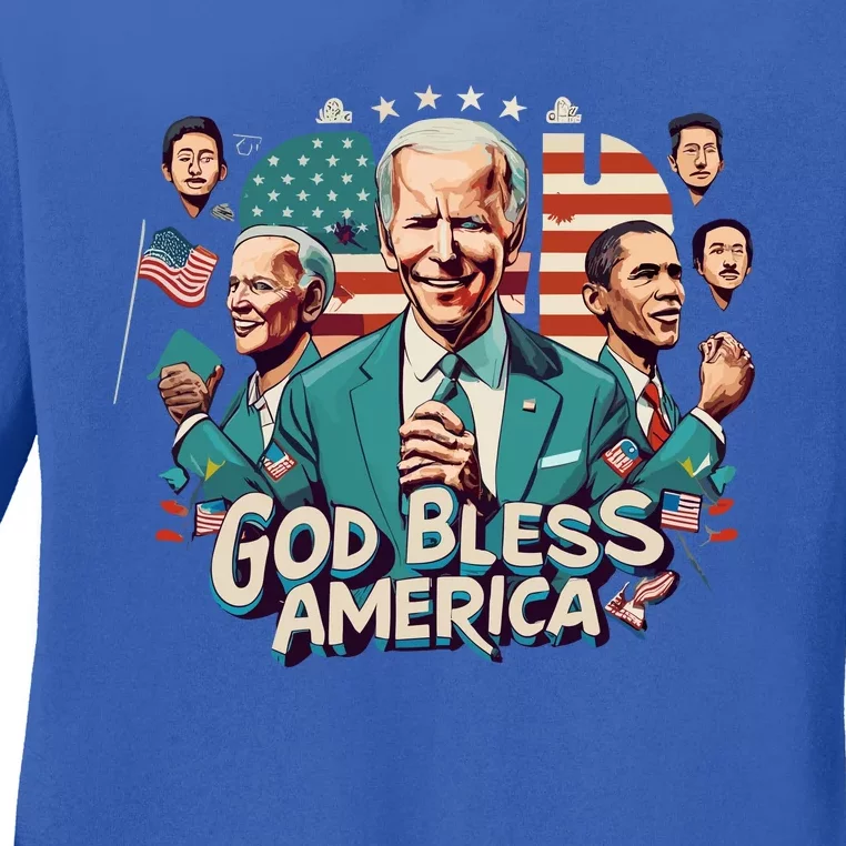 GOD BLESS AMERICA Ladies Long Sleeve Shirt