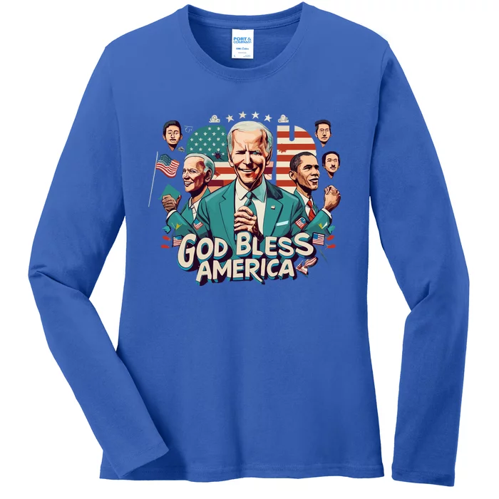 GOD BLESS AMERICA Ladies Long Sleeve Shirt