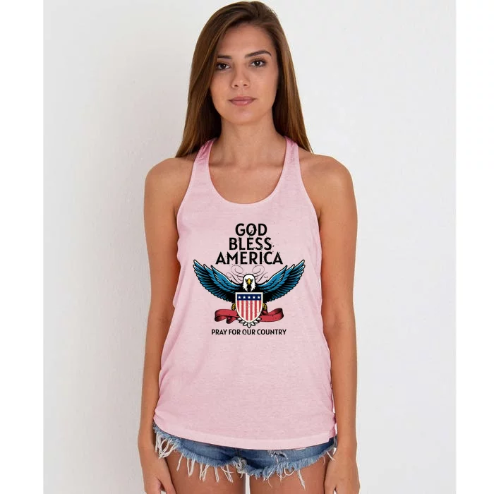 God Bless America Pray For Our Country American Pride Great Gift Women's Knotted Racerback Tank