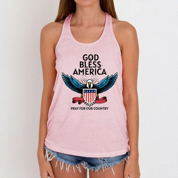 God Bless America Pray For Our Country American Pride Great Gift Women's Knotted Racerback Tank