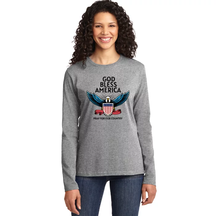 God Bless America Pray For Our Country American Pride Great Gift Ladies Long Sleeve Shirt