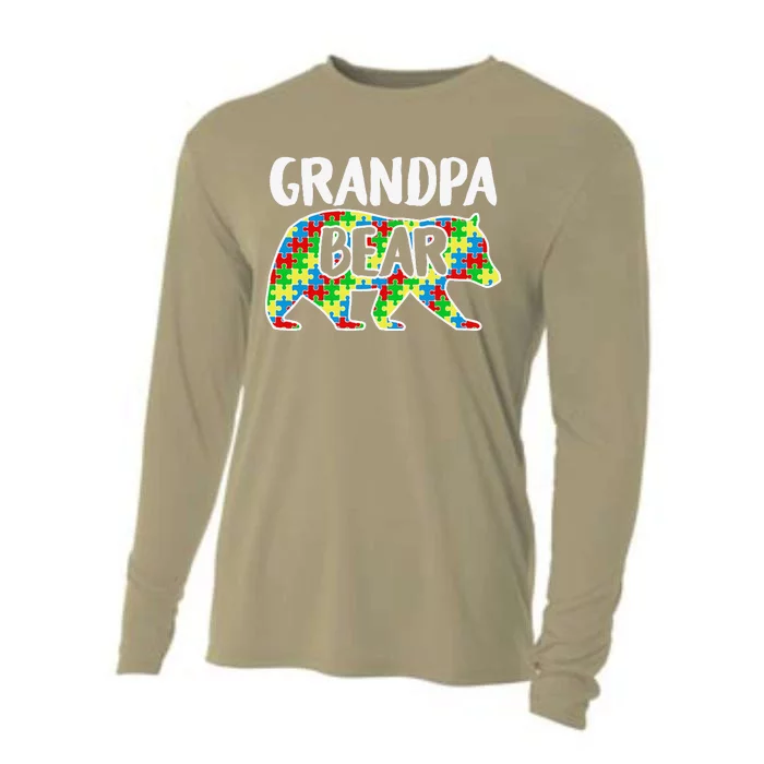 Grandpa Bear Autism Awareness Month Family Support Cooling Performance Long Sleeve Crew