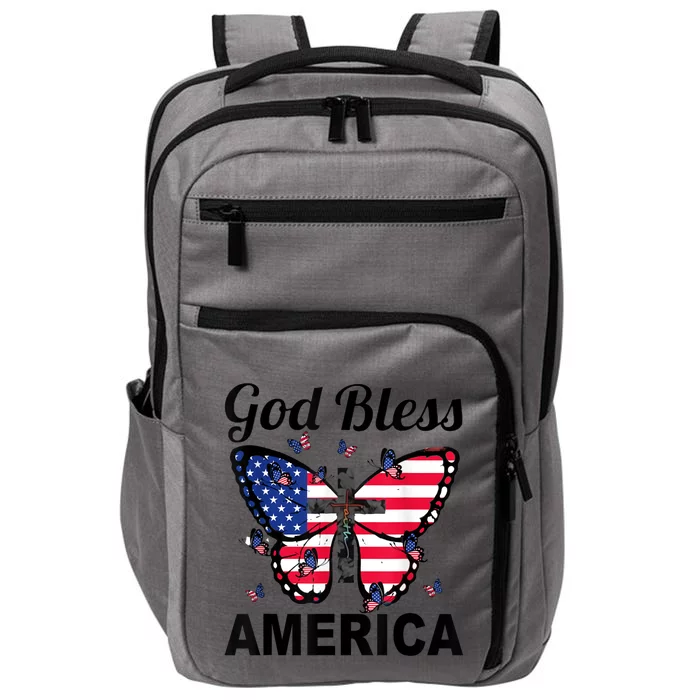 God Bless America Butterfly 4th Of July Jesus Christian Impact Tech Backpack