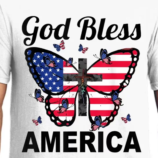 God Bless America Butterfly 4th Of July Jesus Christian Pajama Set