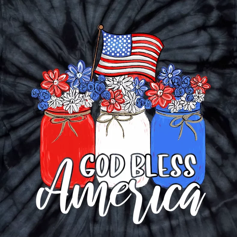 God Bless America Mason Jar Christian Tie-Dye T-Shirt