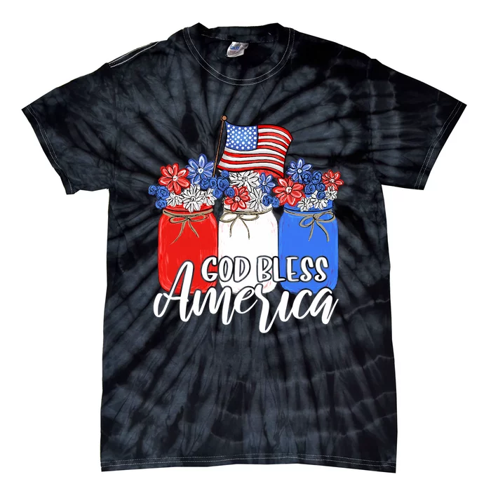 God Bless America Mason Jar Christian Tie-Dye T-Shirt