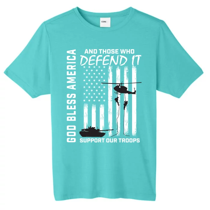 God Bless America Support Our Troops Veterans American Flag Gift ChromaSoft Performance T-Shirt