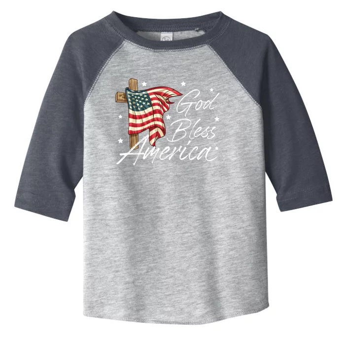 God Bless America Fourth Of July Christian Patriot Usa Flag Gift Toddler Fine Jersey T-Shirt